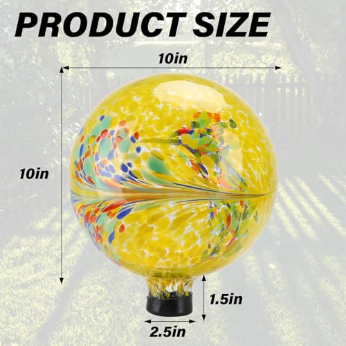 10" Gazing Ball Glass Reflective Garden Globe for Outdoor Decor