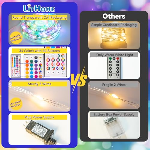 130FT Color Changing Led Fairy Lights Plug in with Remote