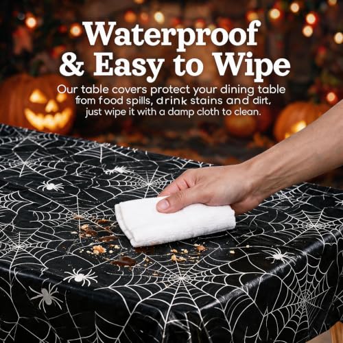 Halloween Tablecloth Plastic Black Spider Web Disposable Table Covr (4 Count)