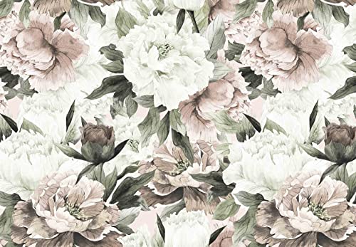 Roses and Banana Leaves Wall Mural (56.25 Sq Ft)