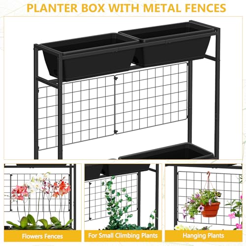 Vertical Raised Garden Beds Outdoor Elevated Herbs Garden Planter Boxes with Trellis and Legs 32.4" Flowers Beds Vertical Planters for Small Climbing Plant Vegetables Patio Balcony