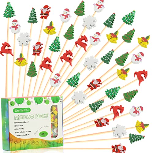 100Pcs 5" Christmas Cocktail Picks for Christmas Decorations Party Supplies (100 Count)