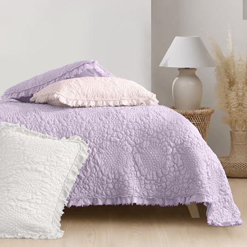 Lavender Ruffled Quilt King Size