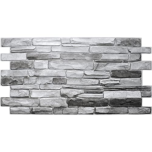 GRAZPG7117 Grey Faux Stone PVC 3D Wall Panel (5.3 Sq Ft)