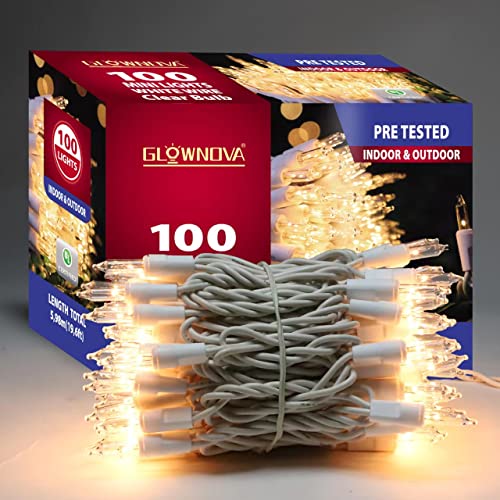 White Wire Clear 100 Incandescent Bulb Mini String Lights for Indoor Christmas Tree Garland Birthday Wedding Party Festival Decoration (100 Count)