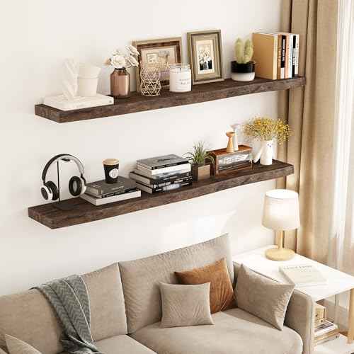 Wood Floating Shelves Live Edge 40” Set of 2 (2 Count)