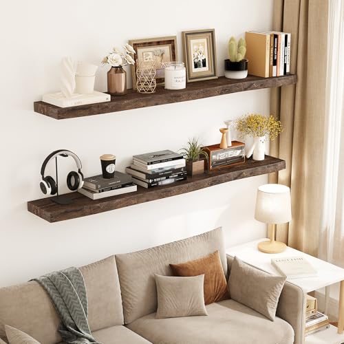 Wood Floating Shelves Live Edge 32” Set of 2 (2 Count)