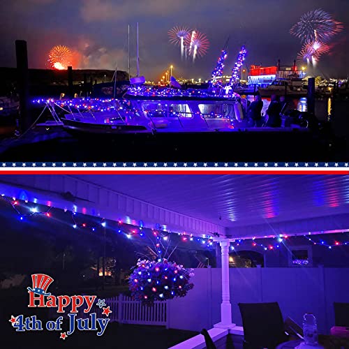 200 LED 66ft Red White and Blue Lights Outdoor Plug in
