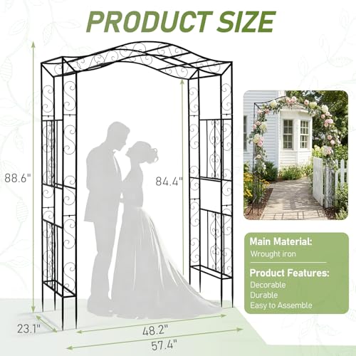 Metal Garden Arch Arbor Trellis for Climbing Plants