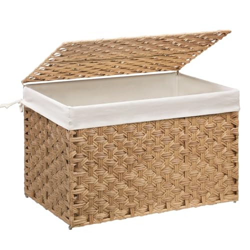 Large Wicker Storage Basket with Lid
