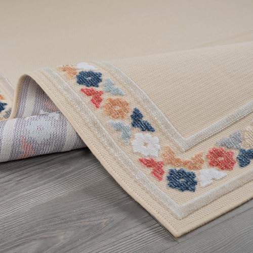 Outdoor Rug 4x6 Modern Bordered Area Rugs for Indoor and Outdoor Patio Easy to Clean Non Shedding Living Room Porch Garden Washable Outside Carpet
