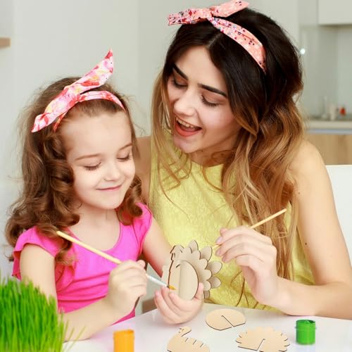 DIY 3D Turkey Thanksgiving Wood Crafts to Paint (24 Count)