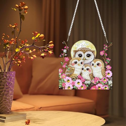 DIY Owls Family Diamond Painting Hanging Ornament