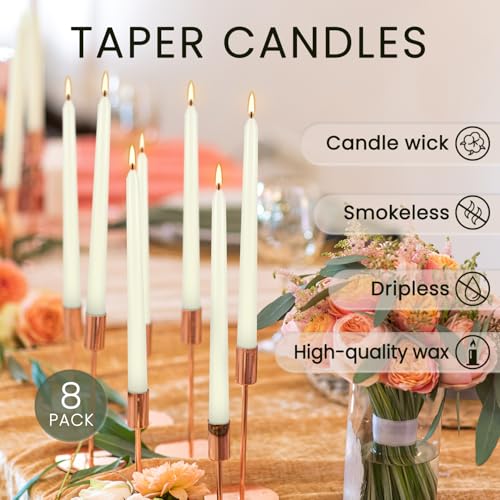 8 Pack Ivory Taper Candles 10 Inch Tall 3 (8 Count)