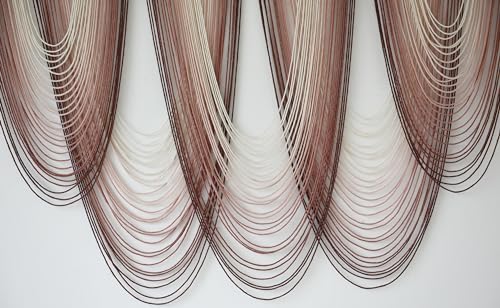 Macrame Wall Hanging Dip Dyed Pink Boho Yarn Fiber Wall Art 57" W x 41" L