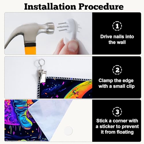 Blacklight Space Astronaut Tapestry UV Reactive Galaxy Planet Glow in Dark Tapestries Black Light Poster Neon Wall Hanging Art for bedroom Living Room