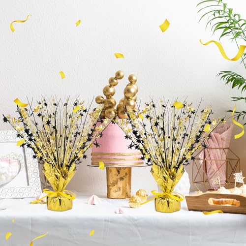 18 Pcs Black Gold Foil Spray Centerpiece Table Decoration for Party (18 Count)