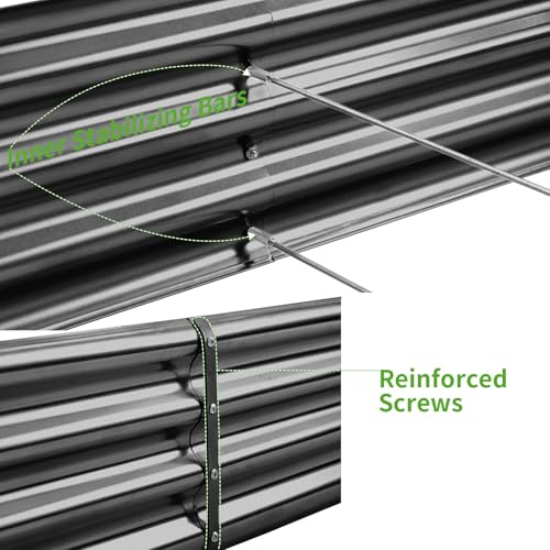 3 Pack 6×3×1ft Galvanized Metal Raised Garden Bed (3 Count)