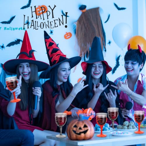 24 Pcs 12oz Halloween Skeleton Hand Goblets Clear Plastic Halloween Cups Skull Wine Glass Set for Creepy Spooky Party Decorations (24 Count)