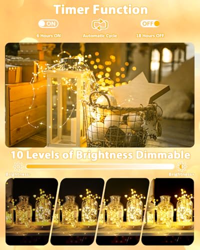 2 Pack 200 LED Fairy Lights Battery Operated with Remote