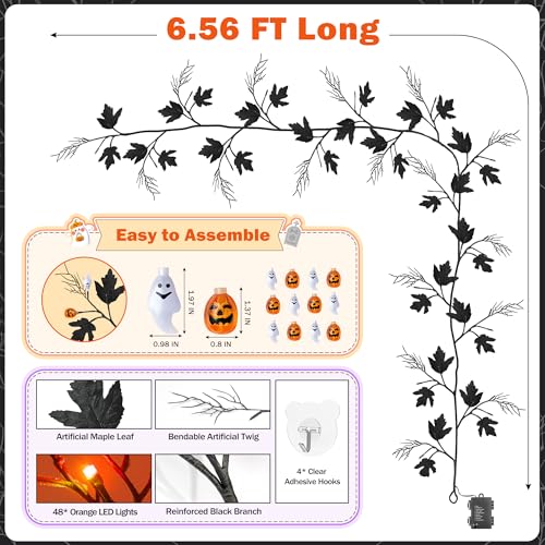 Halloween Garland with Orange LED Lights