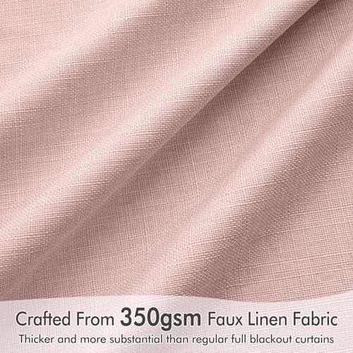 100% Blackout Back Tab Pleat Linen Curtains 50" Wx108 L (2 Count)