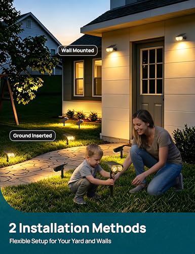 Solar Lights Outdoor Waterproof LED Spotlights Warm White 4 Pack (4 Count)