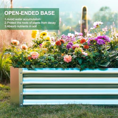 2 Pack 8×4×1ft Galvanized Metal Raised Garden Bed (2 Count)