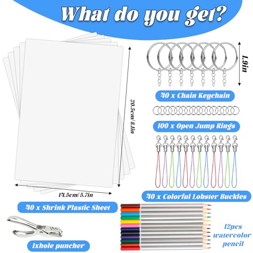 239Pcs Heat Shrink Plastic Sheets Keychain Kit (239 Count)
