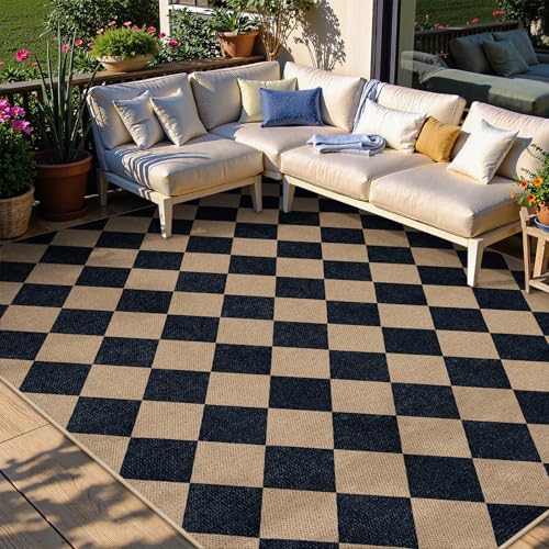 Checkered Easy Jute 6x9 Area Rugs