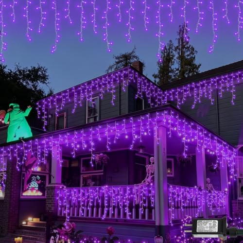 33ft 400 LED Purple Icicle Christmas Lights Outdoor Waterproof (33 Foot)