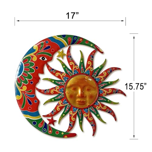 Colorful Metal Sun Moon Stars Wall Art