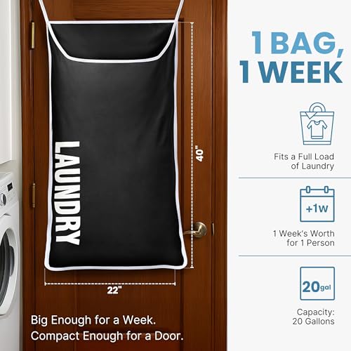 Hanging Laundry Hamper Bag XL 40x22" (2 Count)