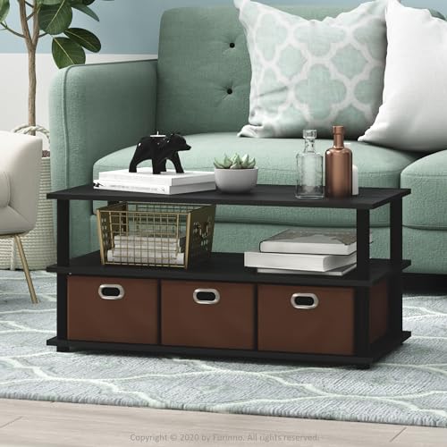 Turn-N-Tube Coffee Table, 31.22D x 15.5W x 15.8H in, Black Oak/Black/Brown