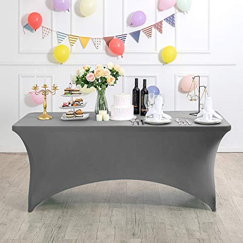 2Pack Spandex Table Cover for 8FT or 4ft or 6ft Table Universal Fitted Stretch Tablecloth for Party (2 Count)