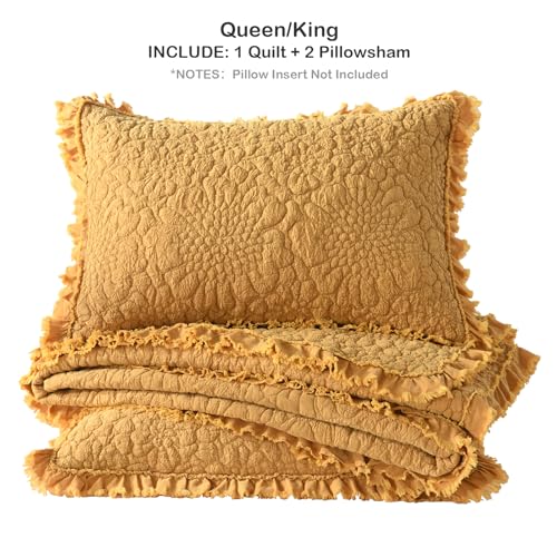 Yellow Ruffled Quilt King Size