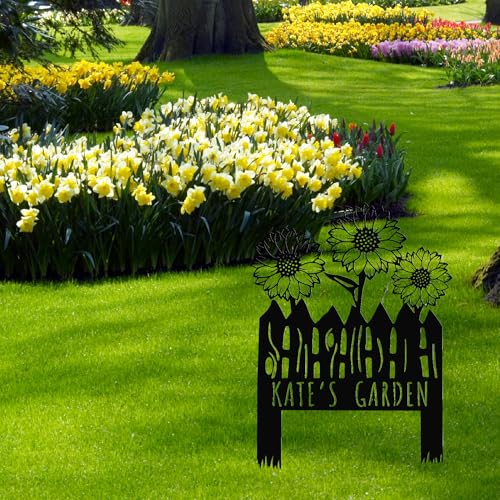 Custom Sunflower Metal Garden Sign with Stakes