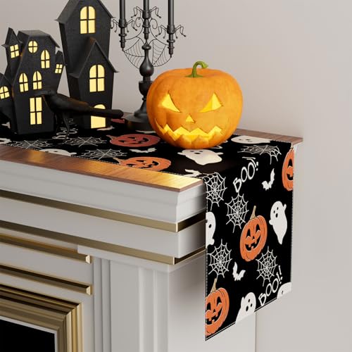 Halloween Ghost Pumpkin Table Runner for Table Decoration 13x108 Inch (10.89 Sq Ft)