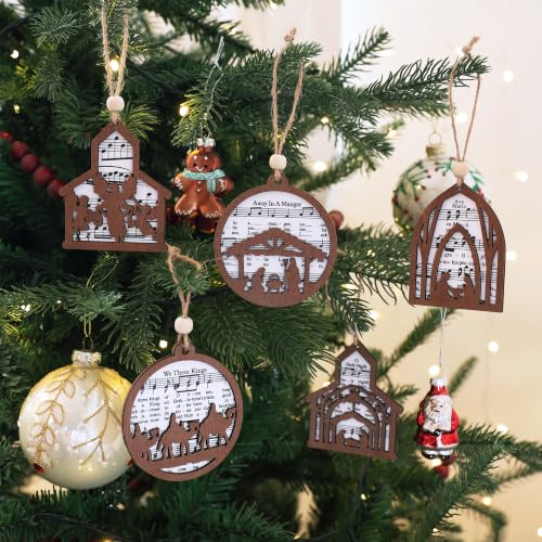 18 Pieces Sheet Music Nativity Scene Christmas Tree Ornaments Set (18 Count)