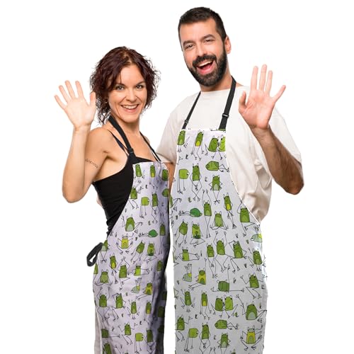 Garden Apron for Women Green Frogs Mans Aprons for Grilling for Kitchen Cooking Restaurant BBQ Painting Crafting Gardening 27”