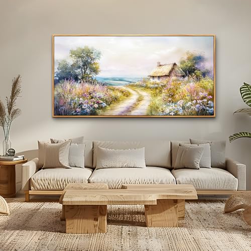 Wood Framed Canvas Wall Art For Living Room Wall Decor For Bedroom Office Wall Decoration Country Road Landscape Paintings Farmhouse Pictures Artwork Room Aesthetic Home Decor 20x40 In