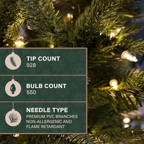 6.5 Ft. Carmel Pine Slim Artificial Christmas Tree with White Incandescent Smart Lights and Stand