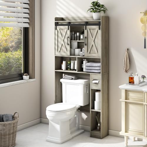 Over The Toilet Storage Cabinet with Sliding Doors
