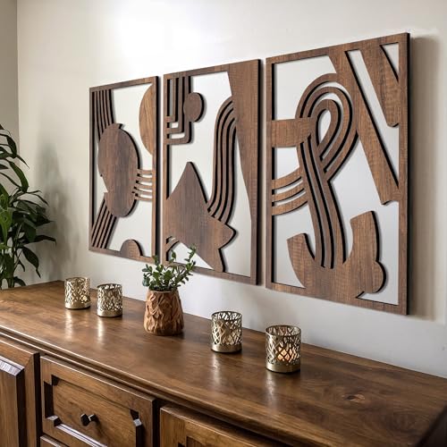 Modern Wooden Wall Sculptures (3 Count)