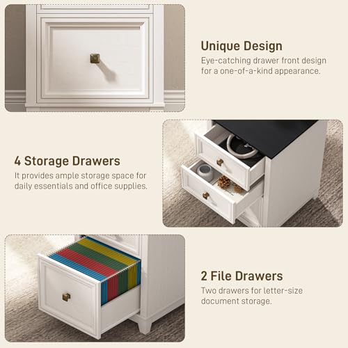 Farmhouse L Shaped Executive Desk with 6 Drawers