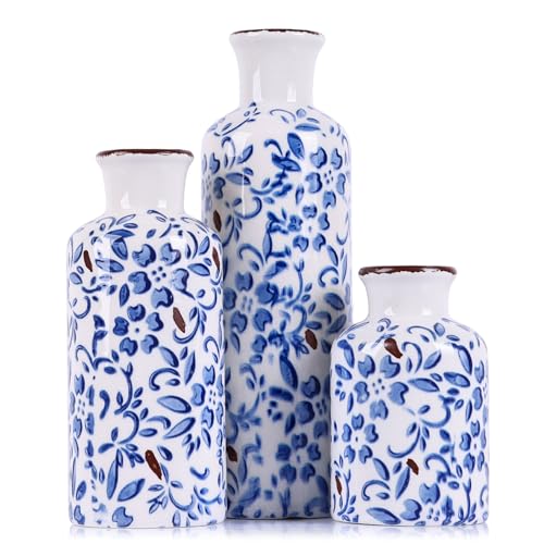 Chinoiserie Decor Ceramic Vases Set (3 Count)