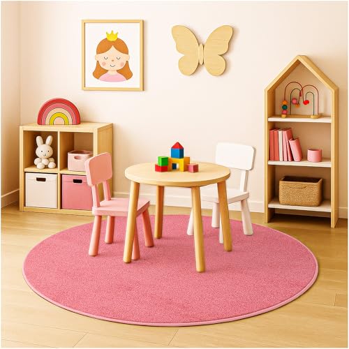 Soft & Colorful 9' Round Kids Classroom Area Rug
