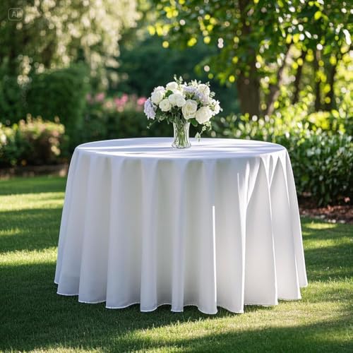 120 Inch White Tablecloths for Round Tables
