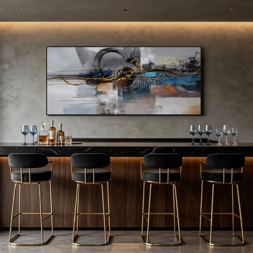 Abstract Wall Art for Men Large Framed Canvas Picture in Greys