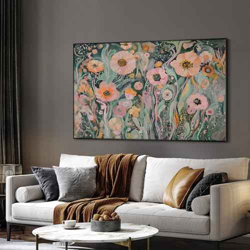 30"x60" Extra Large Framed Wall Art Whimsical Garden Bloom